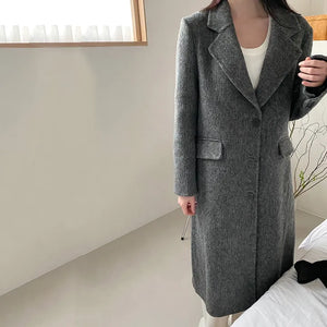 [70% Wool] Herringbone Wool Handmade Coat
