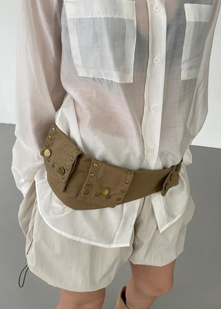 beige stud pocket belt