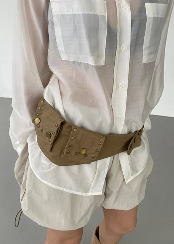 beige stud pocket belt