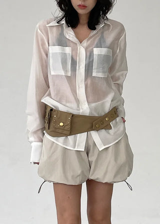 beige stud pocket belt