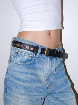 Embroidered Rose Belt