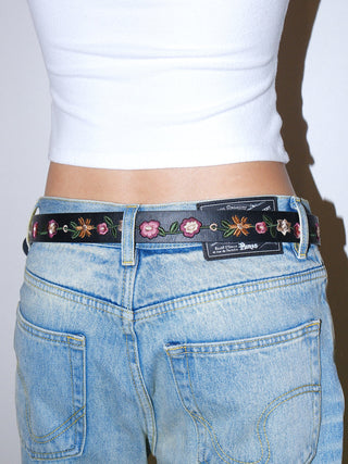 Embroidered Rose Belt