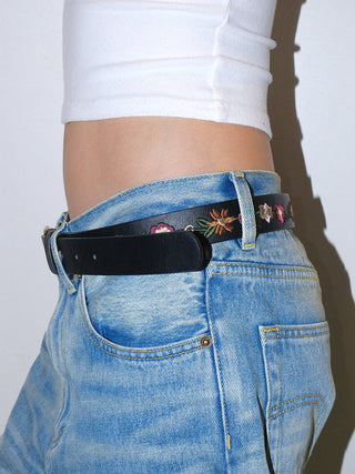 Embroidered Rose Belt