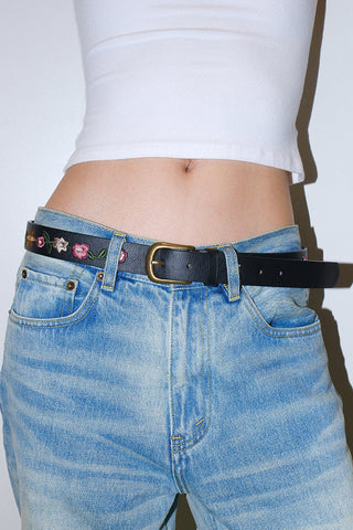 Embroidered Rose Belt