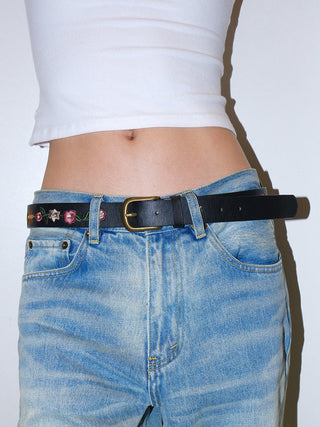 Embroidered Rose Belt