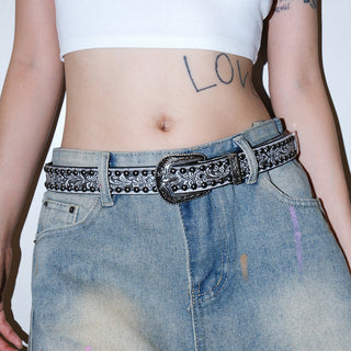 Embroidered Rose Belt