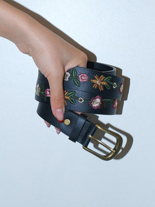 Embroidered Rose Belt
