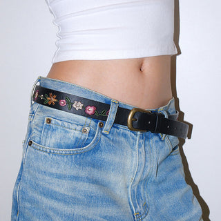 Embroidered Rose Belt