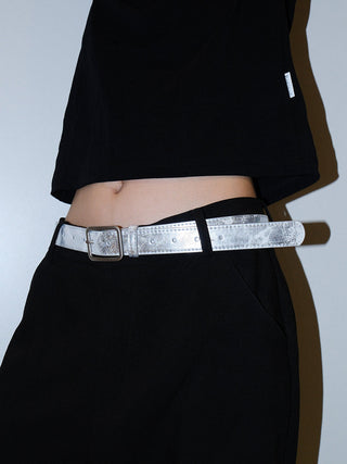 Distressed Silver Belt