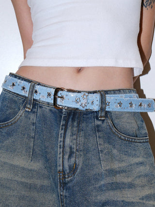 Sequined Denim Belt