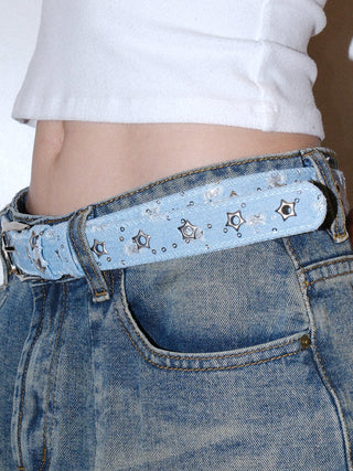 Sequined Denim Belt