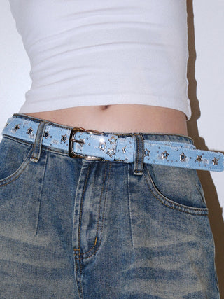 Sequined Denim Belt
