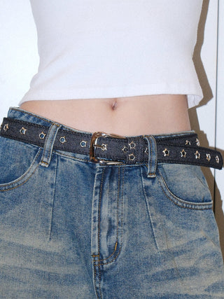 Sequined Denim Belt