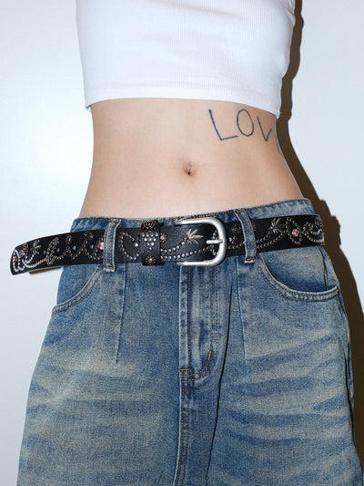 Rhinestone Wide Belt
