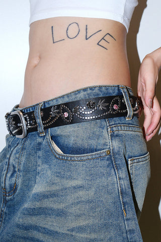 Rhinestone Wide Belt