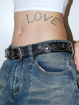 Rhinestone Wide Belt