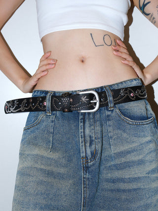 Rhinestone Wide Belt
