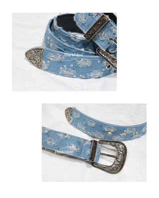 Destroyed Denim Belt