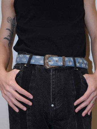 Destroyed Denim Belt