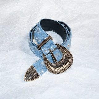 Destroyed Denim Belt