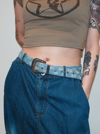 Destroyed Denim Belt