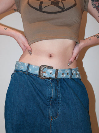 Destroyed Denim Belt