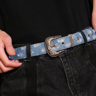 Destroyed Denim Belt