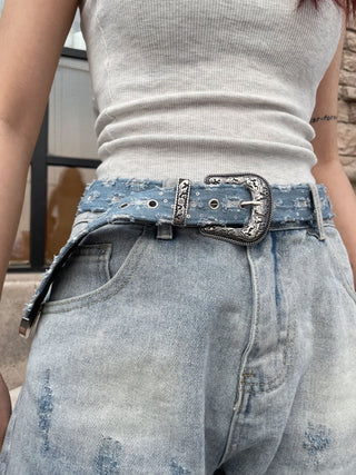 Destroyed Denim Belt