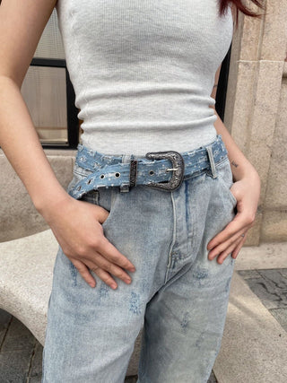 Destroyed Denim Belt