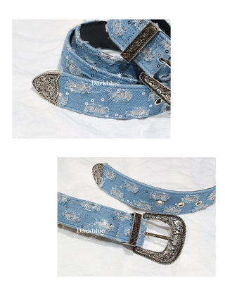 Destroyed Denim Belt