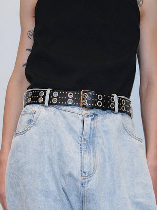 Black Double Buckle Belt