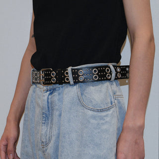 Black Double Buckle Belt