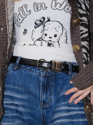 Silver Leather Belt