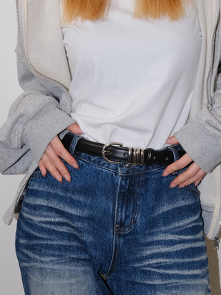 Silver Leather Belt