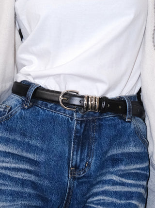 Silver Leather Belt