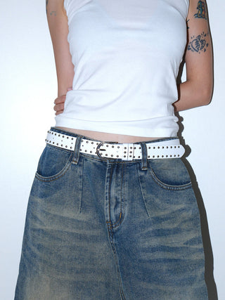 White Double-Row Belt