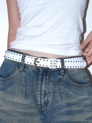 White Double-Row Belt