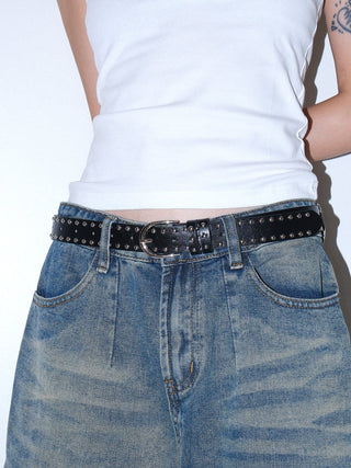 White Double-Row Belt