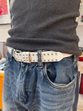 White Double-Row Belt