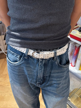 White Double-Row Belt