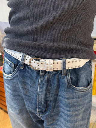 White Double-Row Belt
