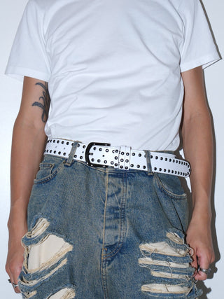 White Double-Row Belt