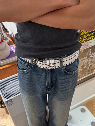 White Double-Row Belt
