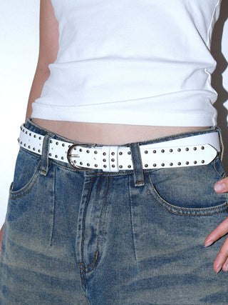 White Double-Row Belt