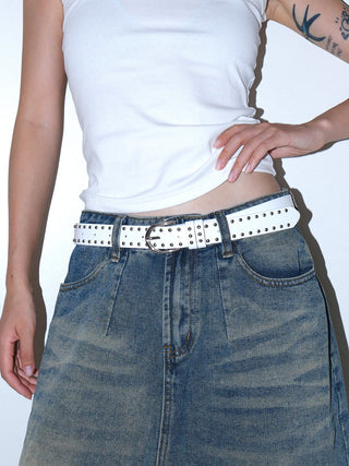 White Double-Row Belt
