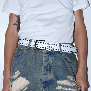 White Double-Row Belt