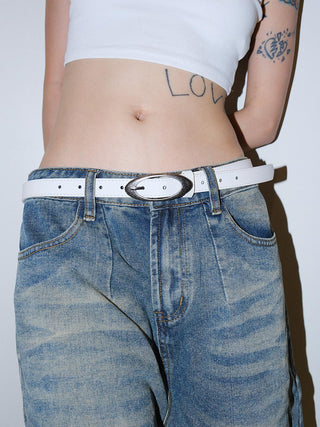 Oval White Belt