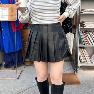 Leather pleated skirt