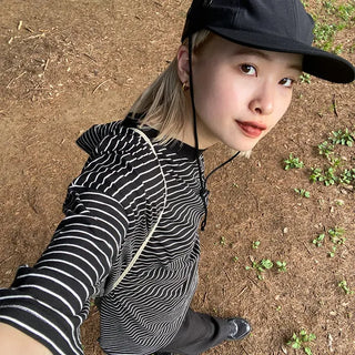 Striped round short-sleeved T-shirt