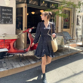 Polka Dot Wrap Mini Dress
